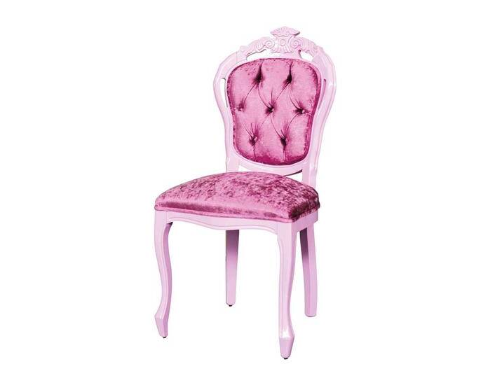 Polsterstuhl in Rosa Samt und Buche Massivholz von Basilicana