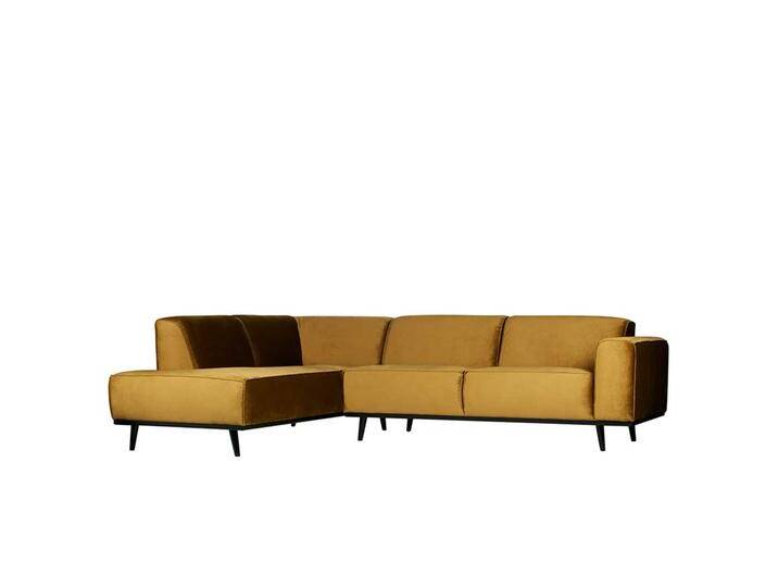 Retro Eckcouch in Honigfarben Samt 210 cm tief von Basilicana