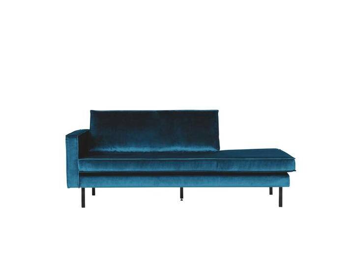 Retro Recamiere in Blau Armlehne links von Basilicana