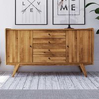 Retro Sideboard aus Wildeiche Massivholz 160 cm breit von Basilicana