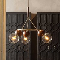 Retro Stil Deckenlampe aus Glas Metall und Nussbaumholz von Basilicana