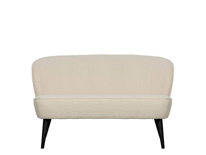 Retro Stil Zweier Sofa in Cremefarben Vierfußgestell aus Holz von Basilicana