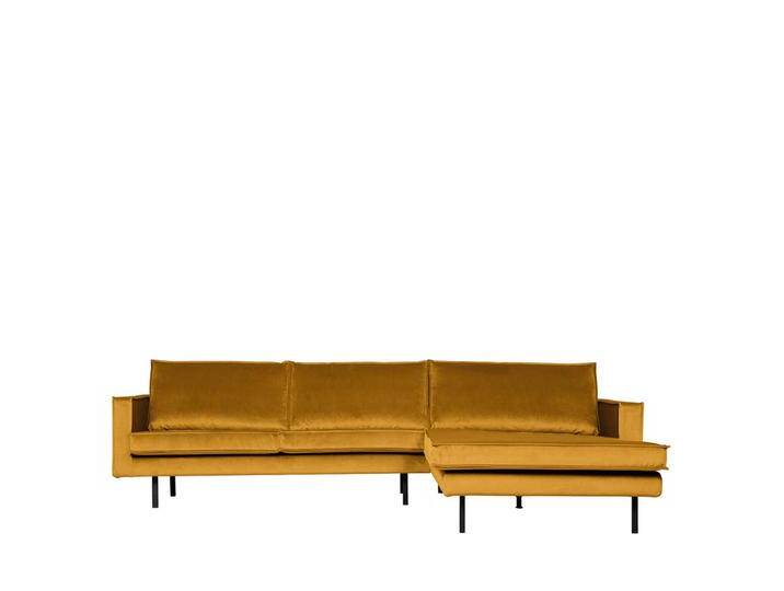 Retrosofa in Ocker Samt L-Form von Basilicana