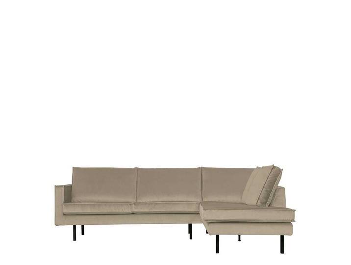 Retrostil Ecksofa Samt in hellem Khaki Fußgestell aus Metall von Basilicana