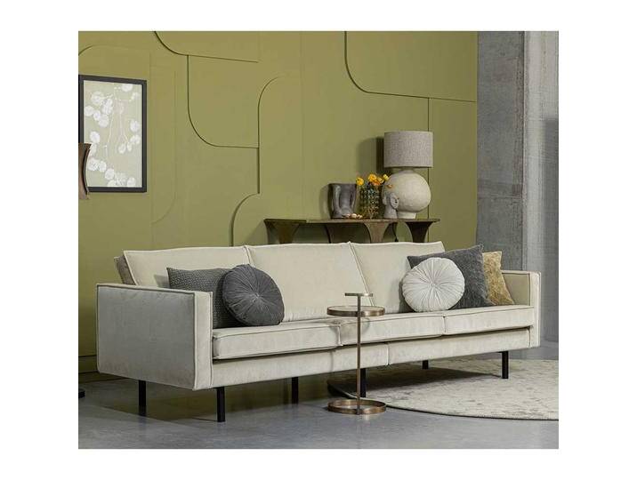 Retrostil Wohnzimmercouch in Graugrün Samt Armlehnen von Basilicana