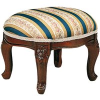 Runder Sitzhocker in Blau Beige gestreift Barock Design von Basilicana