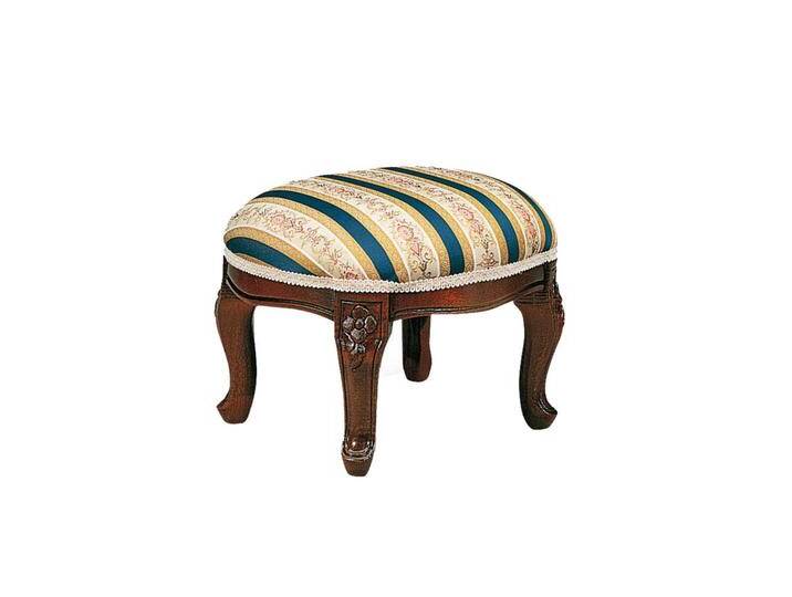 Runder Sitzhocker in Blau Beige gestreift Barock Design von Basilicana