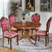 Runder Tisch und 4 Stühle im Barock Design Rot und Nussbaum (fünfteilig) von Basilicana