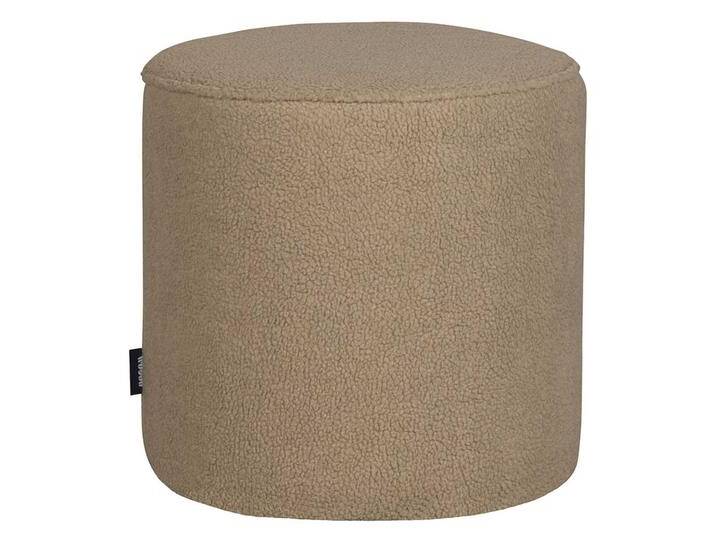 Runder Webplüsch Hocker in Beige 46 cm Durchmesser von Basilicana