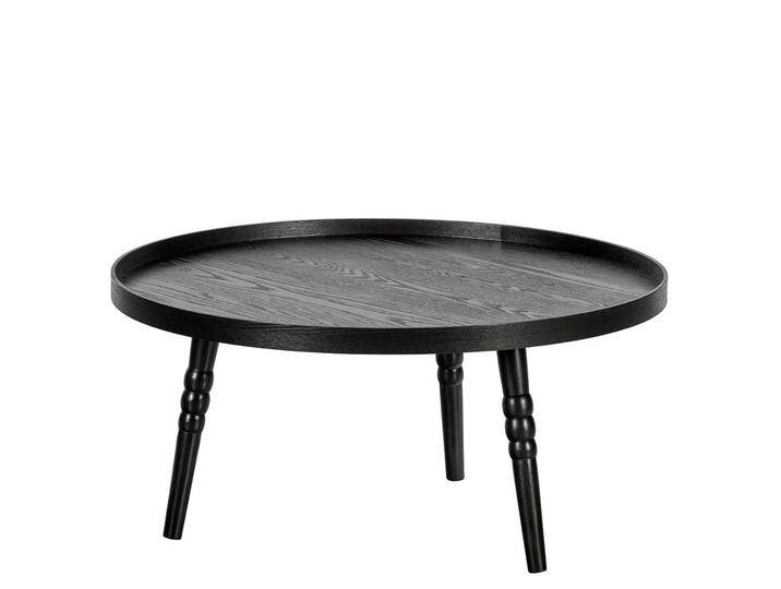 Runder Wohnzimmer Tisch schwarz in modernem Design 75 cm breit (zweiteilig) von Basilicana