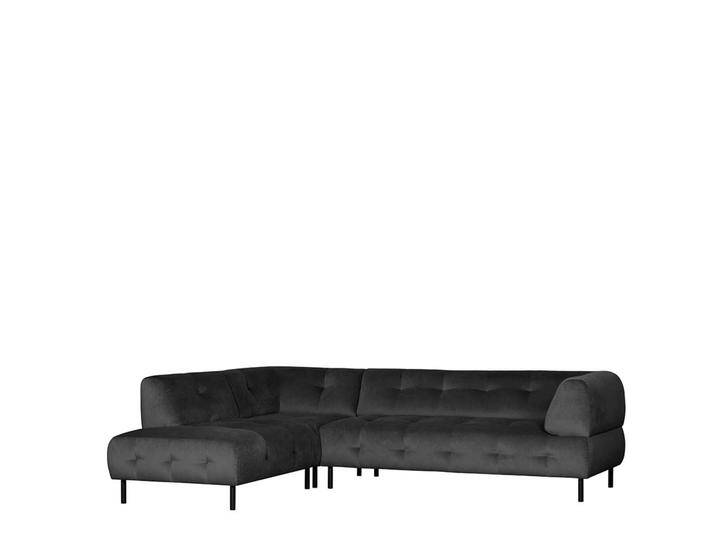 Samt Eckcouch in Graubraun und Schwarz 45 cm Sitzhöhe von Basilicana
