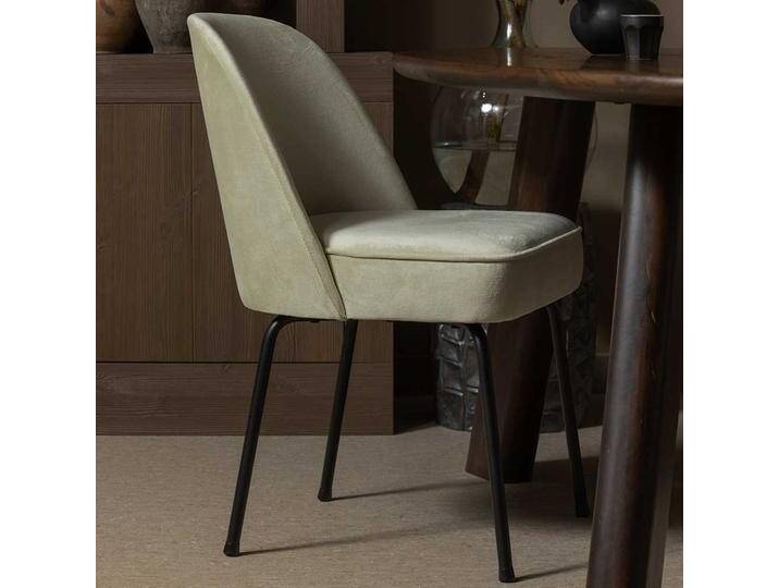 Samt Esszimmerstühle in Graugrün Gestell aus Metall (2er Set) von Basilicana