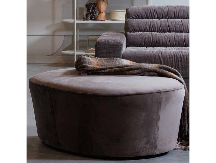 Samt Hocker in Hellbraun halbrund von Basilicana