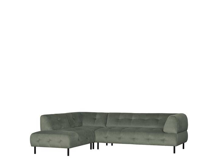 Samt Polsterecke in Graugrün und Schwarz 45 cm Sitzhöhe von Basilicana
