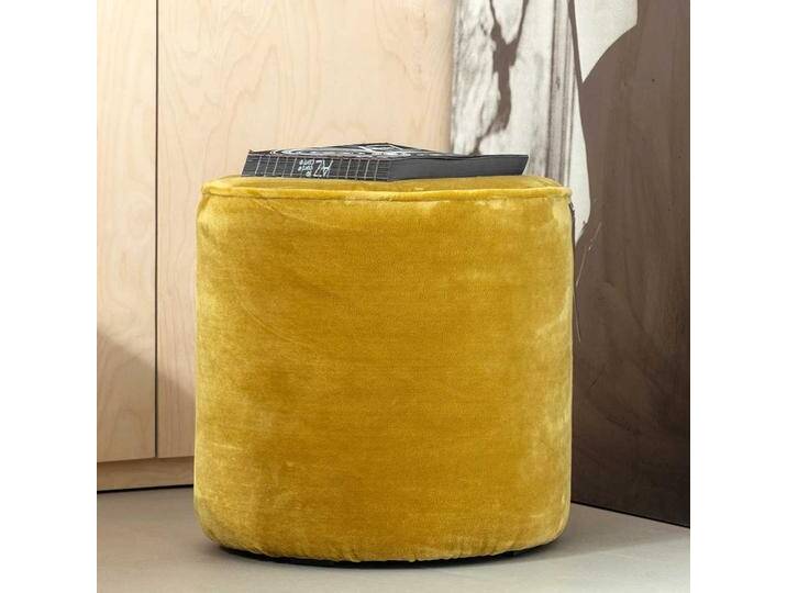 Samt Polsterhocker Retro in Gelbgrün 46 cm Sitzhöhe von Basilicana