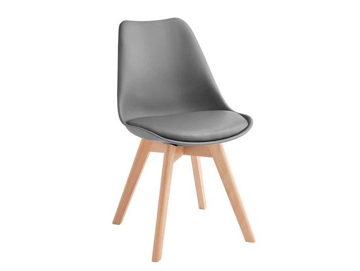 Schalensitz Stühle im Skandi Design Grau und Buche (4er Set) von Basilicana