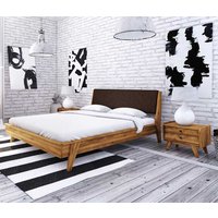 Schlafzimmer Bett aus Wildeiche Massivholz Retro Design (dreiteilig) von Basilicana