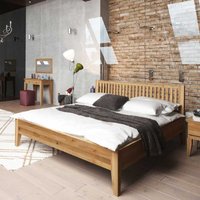 Schlafzimmer Bett aus Wildeiche Massivholz geölt von Basilicana