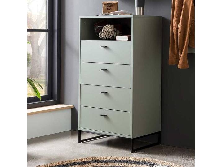 Schlafzimmerkommode in Graugrün vier Schubladen von Basilicana