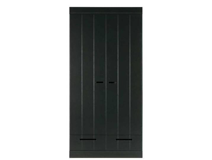 Schlafzimmerschrank in Schwarz Kiefer Massivholz von Basilicana