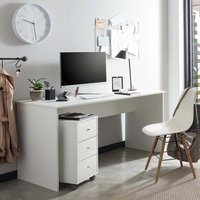 Schlichter Schreibtisch in Weiß melaminbeschichtet Made in Germany von Basilicana