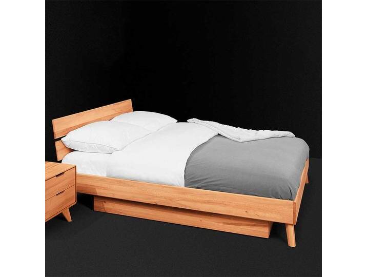 Schubkastenbett aus Kernbuche Massivholz geölt modern von Basilicana