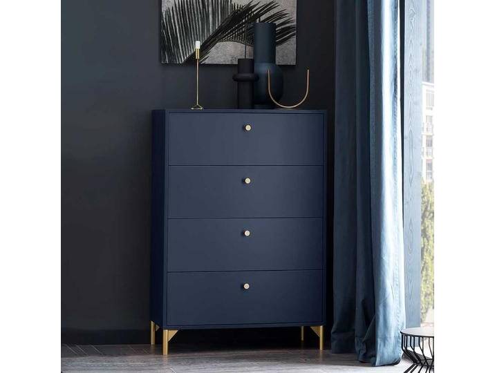 Schubladenkommode Schlafzimmerkommode mit vier Schubladen und Metallgriffen von Basilicana