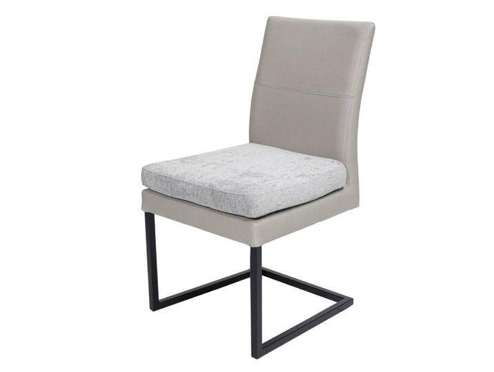 Schwingstuhl Esszimmerstuhl in Hellgrau mit Gestell aus Metall (2er Set) von Basilicana