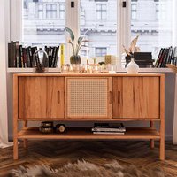 Sideboard Holz massiv mit Rattan Geflecht Schiebetüren von Basilicana