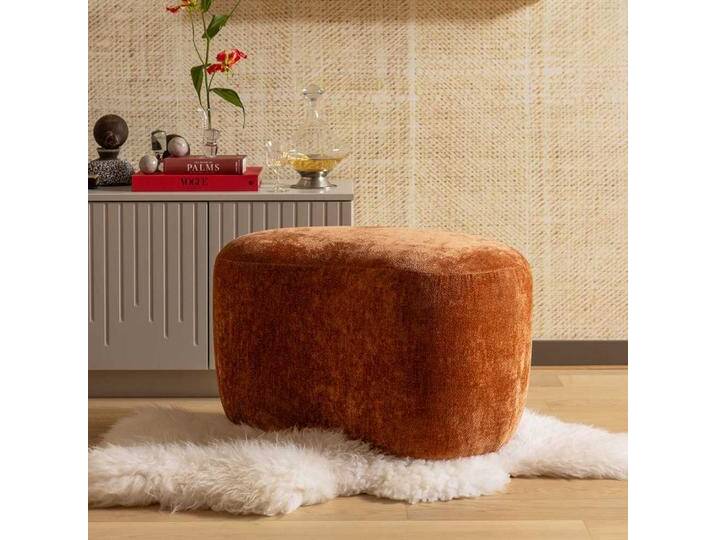 Sitzhocker Polsterhocker in Braun aus Chenillegewebe von Basilicana