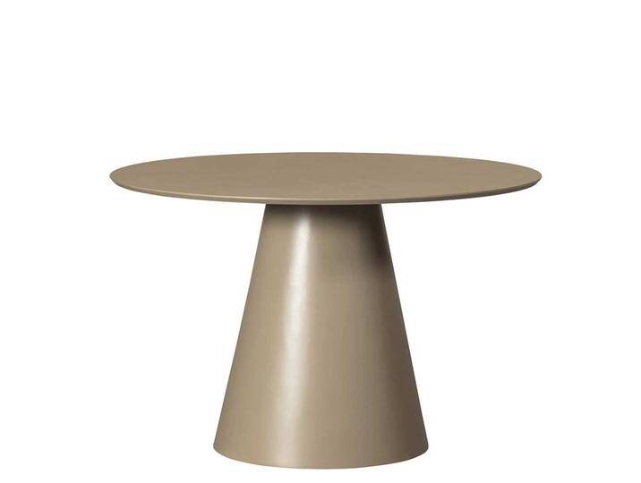 Skandi Design Esszimmer Tisch in Taupe runder Tischplatte von Basilicana