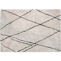 Skandi Stil Teppich in Offwhite & Schwarz Streifenmuster von Basilicana