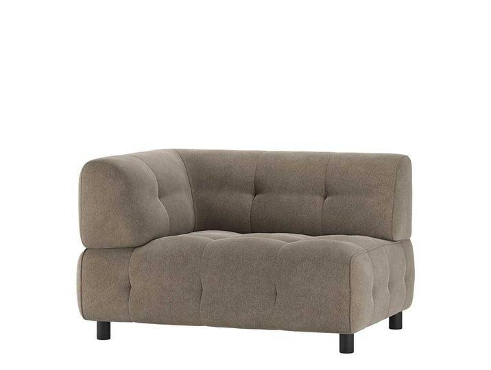 Sofa Element links Webstoff in Graugrün Fußgestell aus Holz von Basilicana