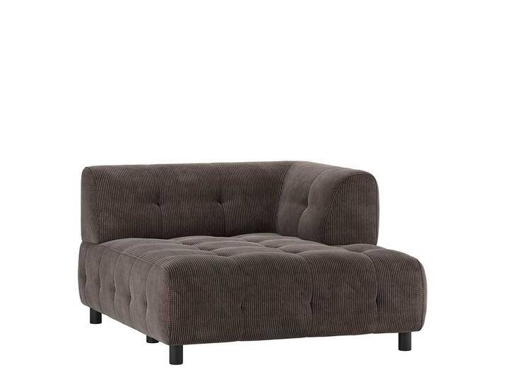 Sofa Element rechts Cord in Graubraun Fußgestell aus Holz von Basilicana