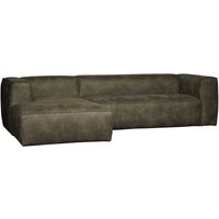 Sofa Rundecke in Olivgrün Recyclingleder 305 cm breit von Basilicana
