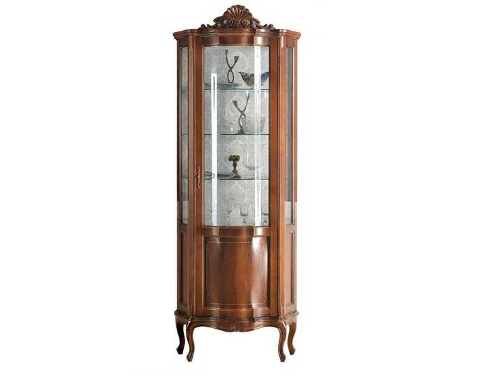Standvitrine im Barock Design Nussbaum furniert von Basilicana