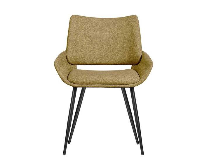 Stuhl Esszimmer Essstuhl in Senfgelb aus meliertem Webstoff (2er Set) von Basilicana