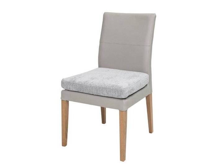 Stuhl Esszimmer Hochlehner in Grau mit Gestell aus Massivholz (2er Set) von Basilicana