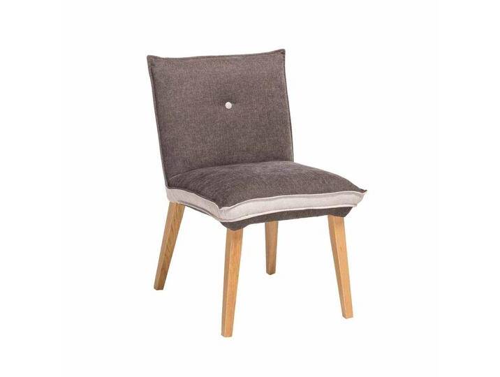 Stuhl Set in Grau Beige Stoff Holzbeine (2er Set) von Basilicana