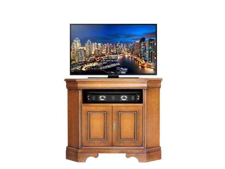 TV Lowboard Nische in Nussbaumfarben teilmassiv klassischen Stil von Basilicana