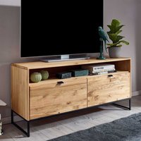 TV Lowboard in modernem Design Wildeiche Massivholz & Metall von Basilicana