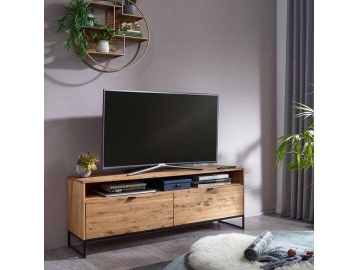 TV Möbel aus Wildeiche Massivholz & Metall modernem Design von Basilicana