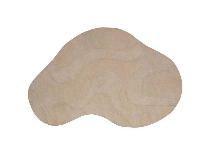 Teppich organische Form in Cremeweiß Skandi Design von Basilicana