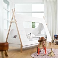 Tipi Kinderbett aus Kiefer Massivholz Weiß von Basilicana