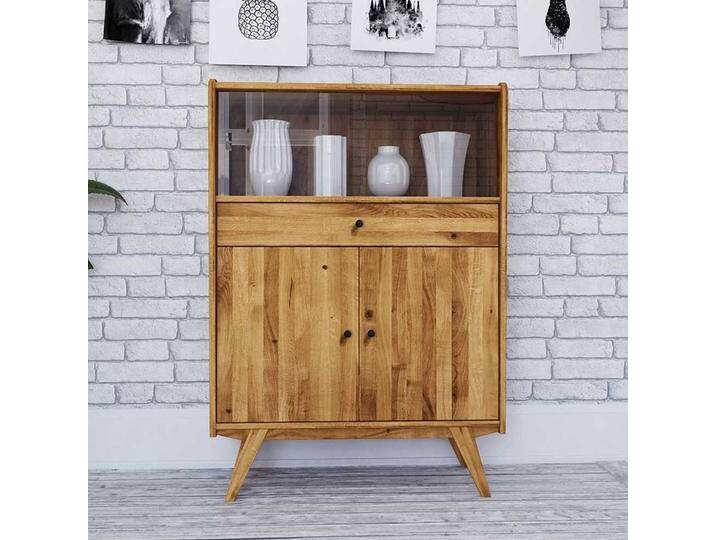 Vitrine aus Wildeiche Massivholz Retro Design von Basilicana