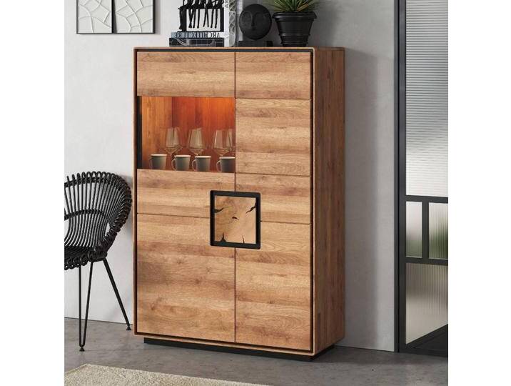 Vitrinenschrank Esszimmervitrine in modernem Design mit Hirnholz Applikation Vitrinenschrank Esszimmervitrine in modernem Design mit Hirnholz Applikation von Basilicana