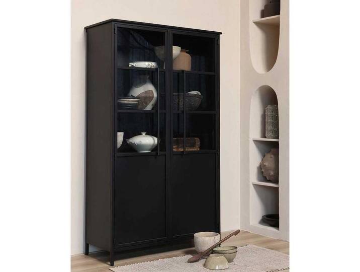Vitrinenschrank in Schwarz Loft Design von Basilicana