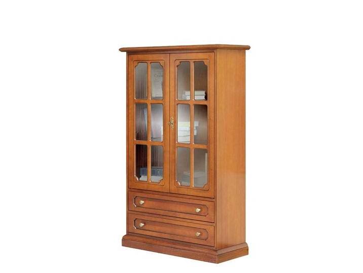 Vitrinenschrank mit Schubladen in Nussbaumfarben klassischen Stil von Basilicana