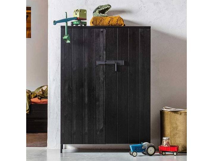 Wäscheschrank in Schwarz Kiefer Massivholz von Basilicana