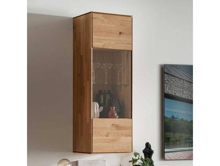 Wand Vitrine aus Wildeiche Massivholz Glastür von Basilicana